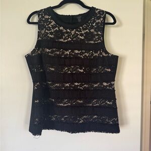 J. Crew Black and Tan Lace Fitted Blouse